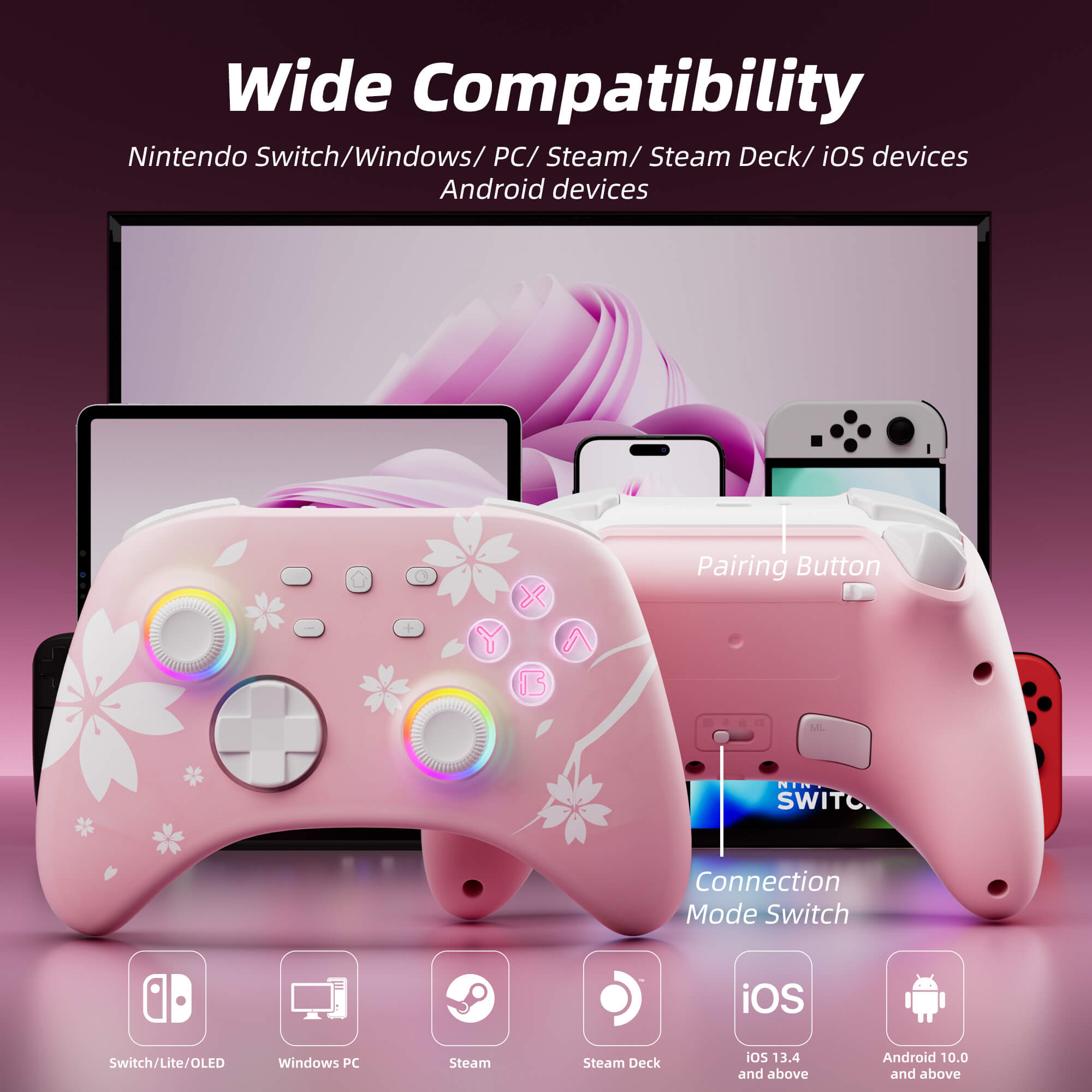 Mytrix Black Ice Wireless Pro Controller with Hall Effect Joysticks/Hall Trigger (No Drift), Compatible with Nintendo Switch, Windows PC, iOS, Android, and Steam/Steam Deck Mytrix Black Ice Wireless Pro Controller with Hall Effect Joysticks/Hall Trigger (No Drift), Compatible with Nintendo Switch, Windows PC, iOS, Android, and Steam/Steam Deck